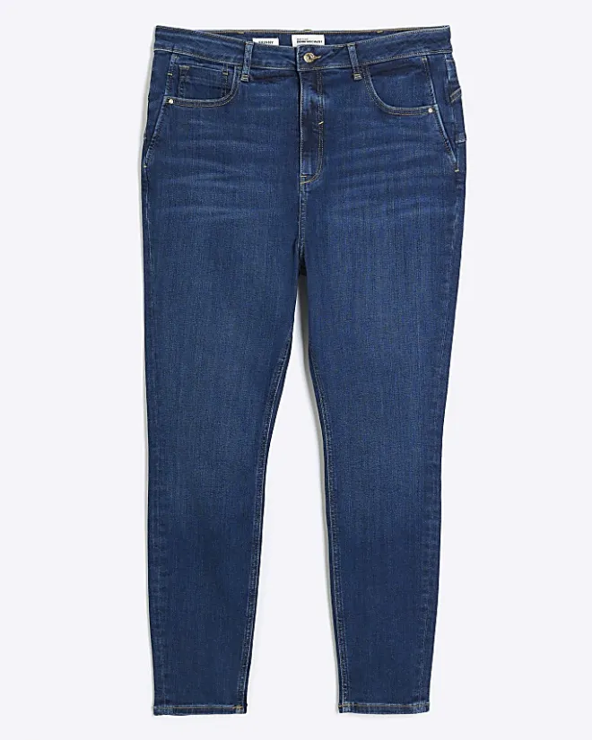River Island Plus high waist bum sculpt skinny jeans Blue New