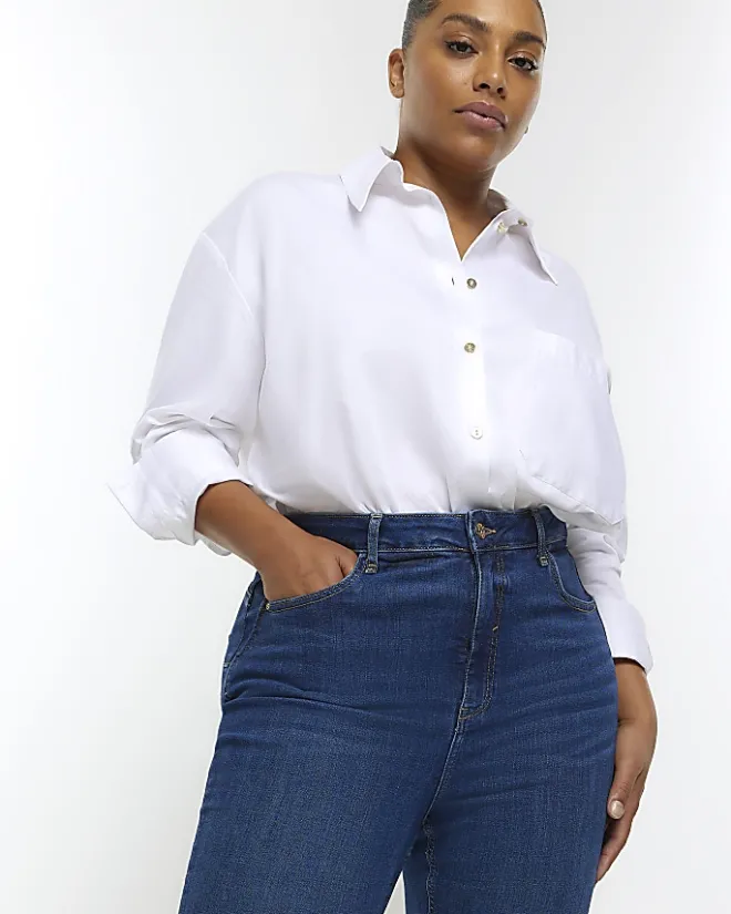 River Island Plus high waist bum sculpt skinny jeans Blue New