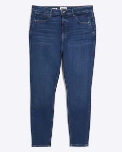 River Island Plus high waist bum sculpt skinny jeans Blue New