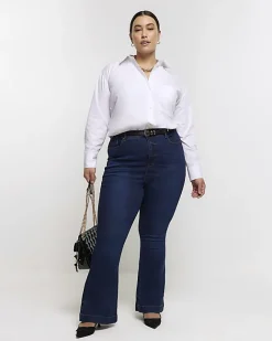River Island Plus high waist flare jeans Blue Hot