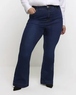 River Island Plus high waist flare jeans Blue Hot