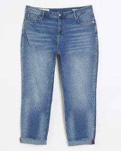 River Island Plus high waisted bum sculpt mom jeans Blue New