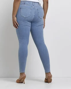 River Island Plus high waisted jeggings Blue Online