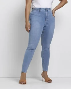 River Island Plus high waisted jeggings Blue Online