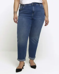 River Island Plus high waisted mom jeans Blue Discount