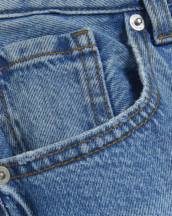 River Island Plus high waisted straight leg jeans Blue Clearance