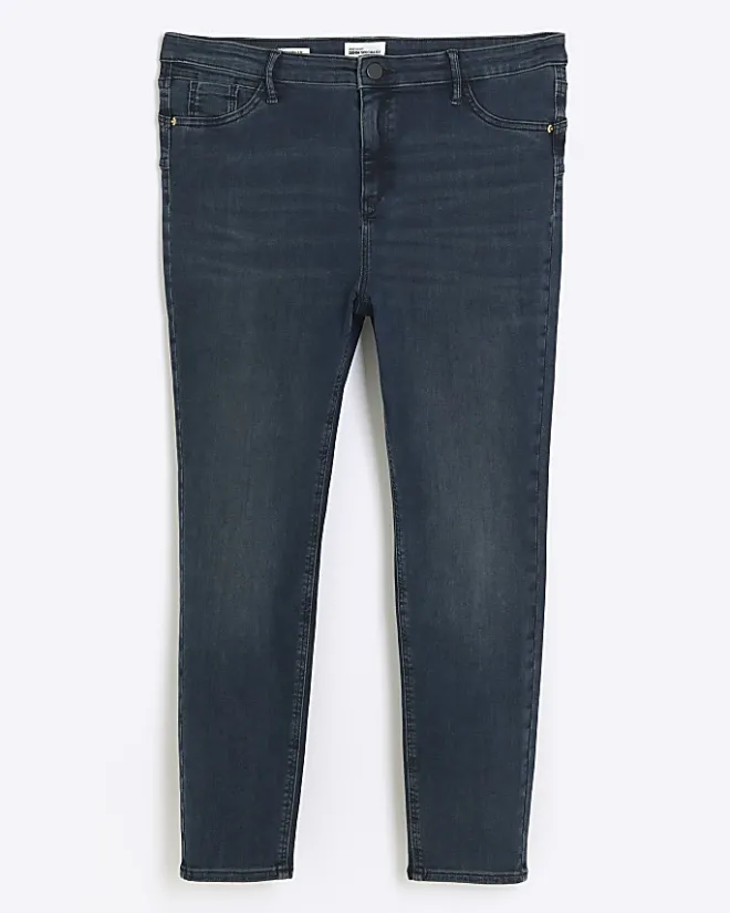 River Island Plus mid rise skinny jeans Blue Sale