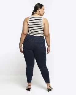 River Island Plus mid rise skinny jeans Blue Sale