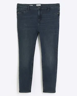 River Island Plus mid rise skinny jeans Blue Sale
