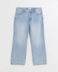 River Island Plus mid rise straight jeans Blue Sale