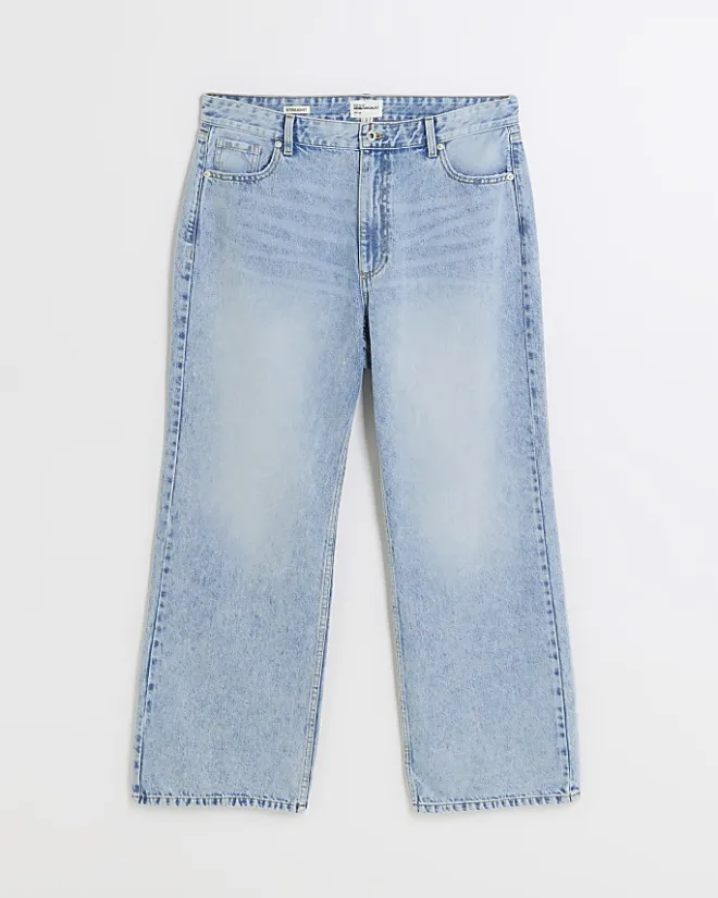 River Island Plus mid rise straight jeans Blue Sale
