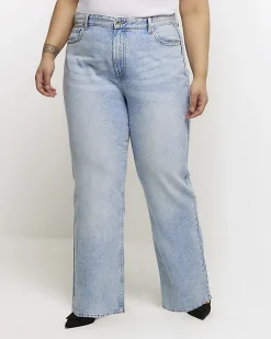 River Island Plus mid rise straight jeans Blue Sale