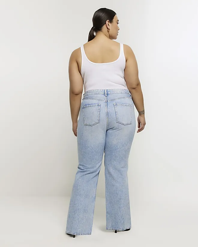 River Island Plus mid rise straight jeans Blue Sale
