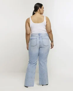 River Island Plus mid rise straight jeans Blue Sale