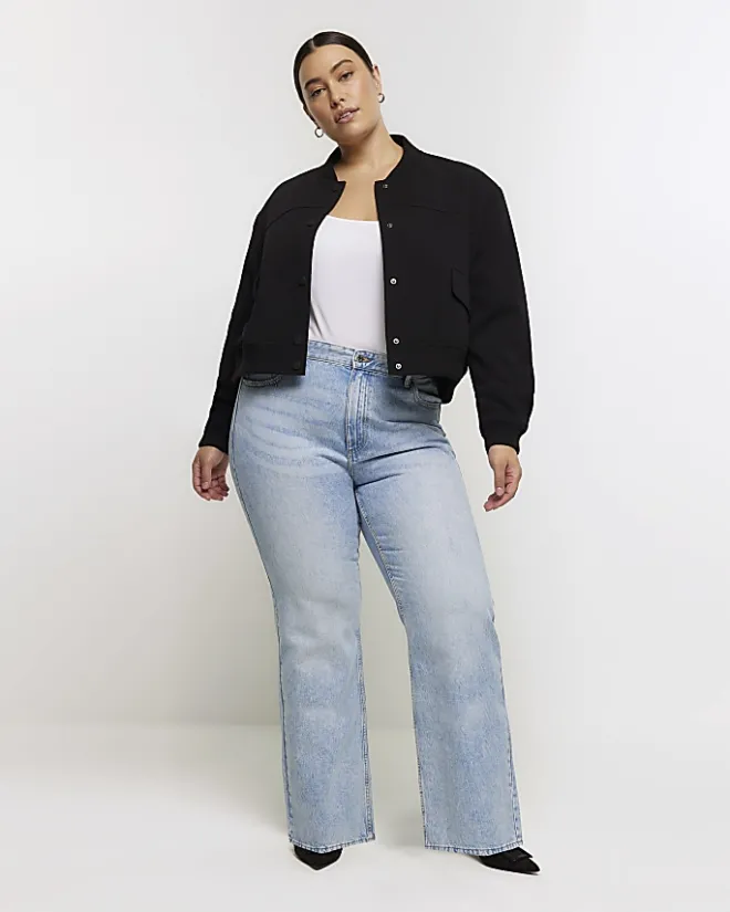 River Island Plus mid rise straight jeans Blue Sale