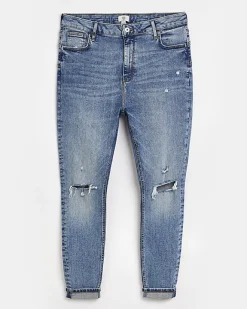 River Island Plus ripped bum sculpt skinny jeans Blue Best