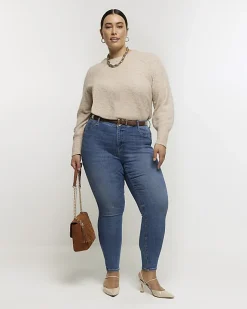 River Island Plus skinny fit bum sculpt jeans Blue Sale
