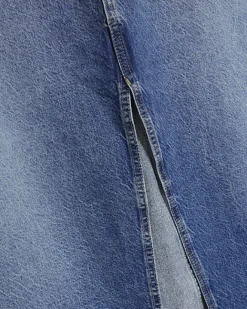 River Island Plus split hem denim midi skirt Blue Clearance