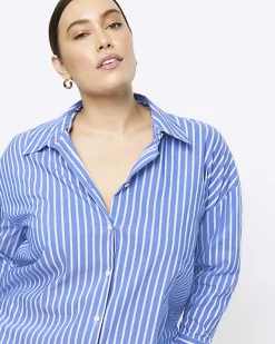 River Island Plus stripe long sleeve shirt Blue Online