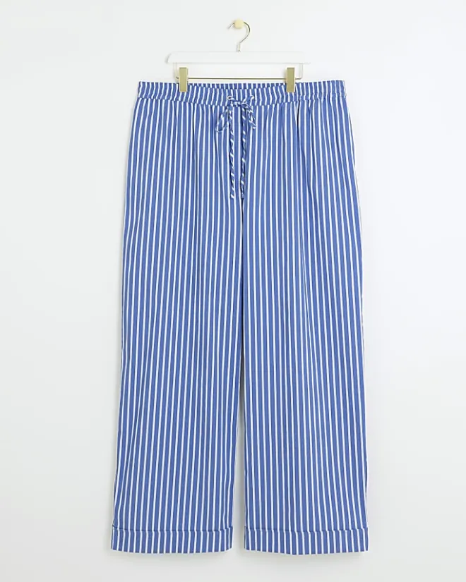 River Island Plus stripe poplin pull on trousers Blue Best