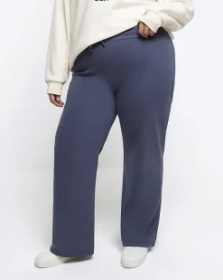 River Island Plus wide leg joggers Blue New