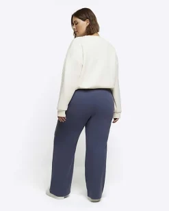 River Island Plus wide leg joggers Blue New
