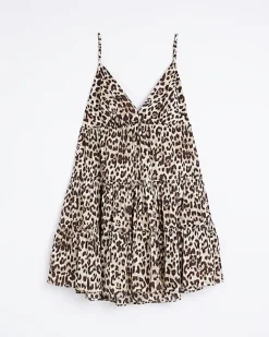 River Island Plus Animal Print Mini Dress Brown Sale