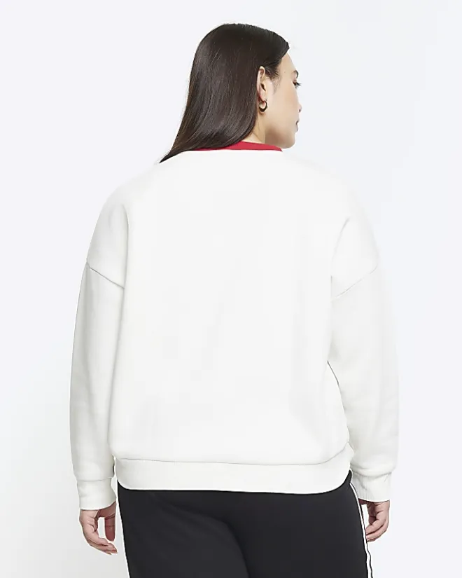 River Island Plus embroidered sweatshirt Cream Sale