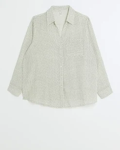 River Island Plus geometric print shirt Cream Sale