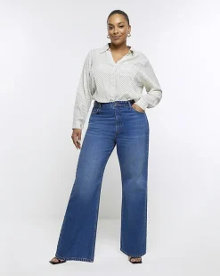 River Island Plus geometric print shirt Cream Sale