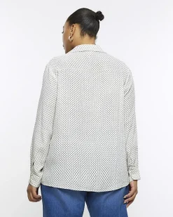 River Island Plus geometric print shirt Cream Sale