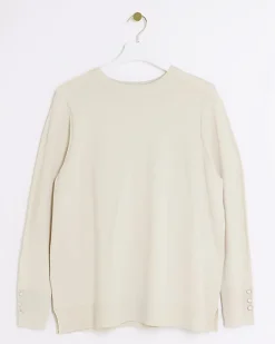 River Island Plus knit long sleeve top Cream New