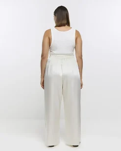 River Island Plus wide leg trousers Cream Online