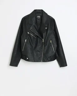 River Island Plus Faux Leather Biker Jacket Black Fashion