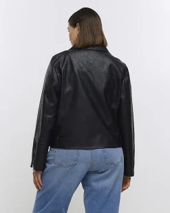 River Island Plus Faux Leather Biker Jacket Black Fashion