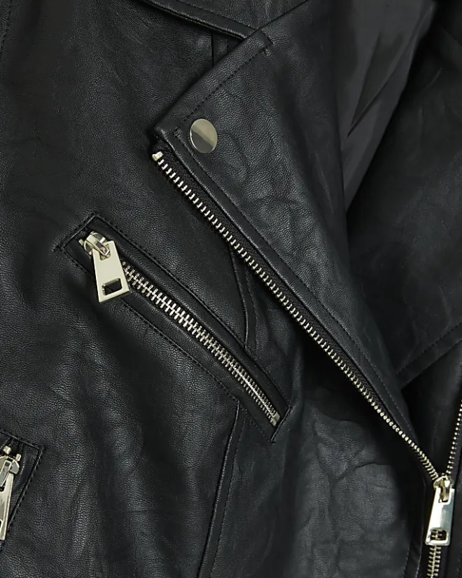 River Island Plus Faux Leather Biker Jacket Black Fashion