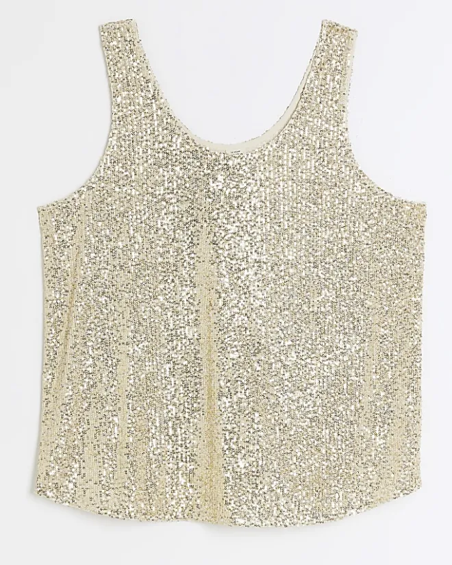 River Island Plus gold sequin tank top Yellow Sale