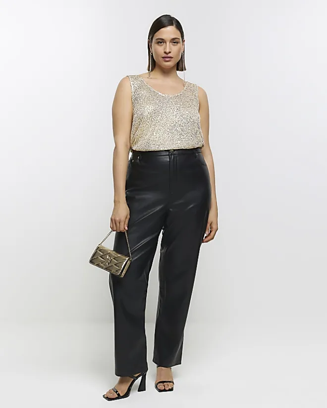 River Island Plus gold sequin tank top Yellow Sale