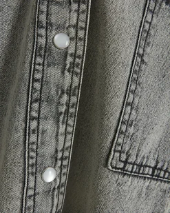 River Island Plus denim long sleeve shirt Grey New