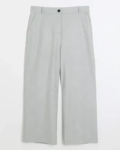 River Island Plus flannel wide leg trousers Grey New