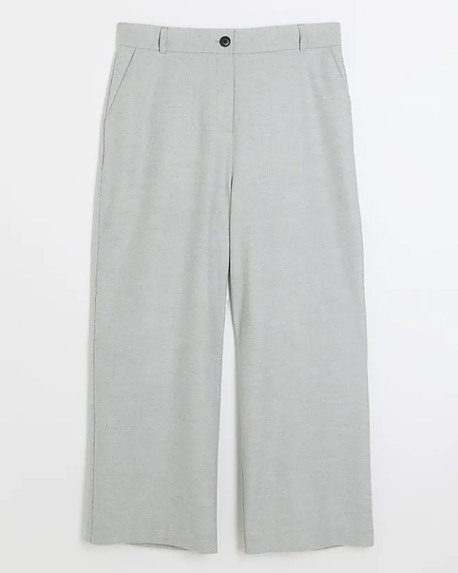 River Island Plus flannel wide leg trousers Grey New