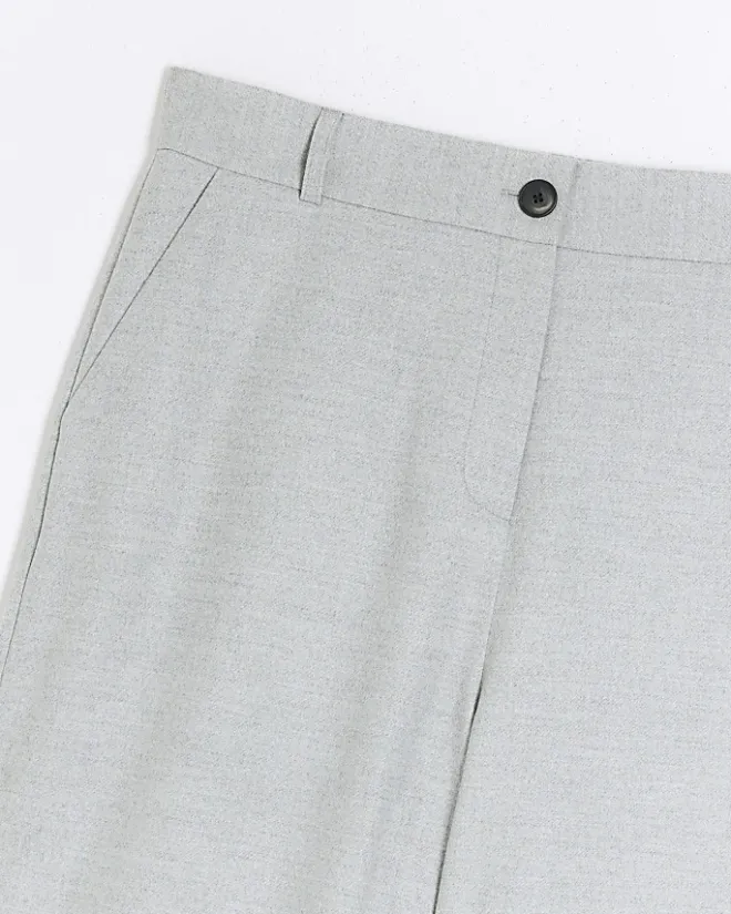 River Island Plus flannel wide leg trousers Grey New