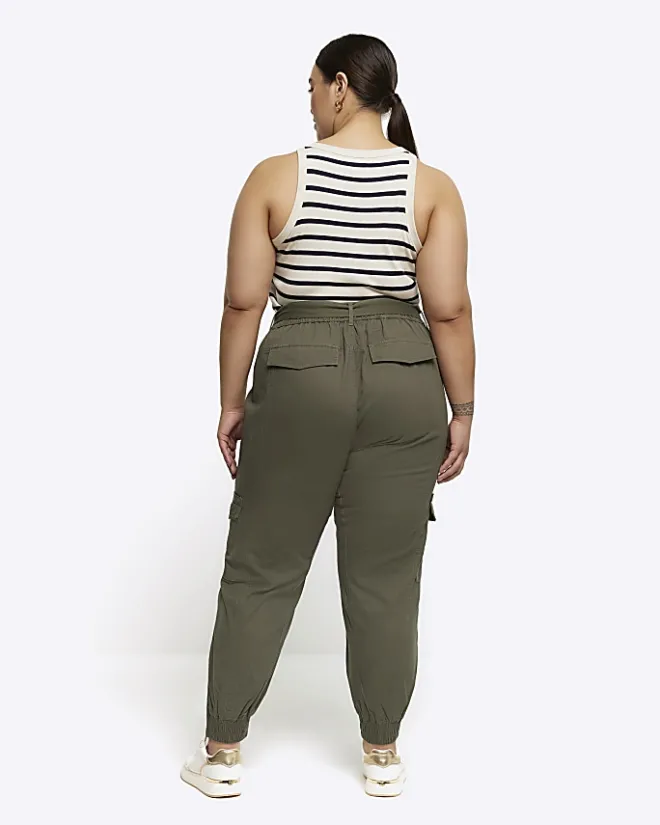 River Island Plus belted utility cargo trousers Khaki Best