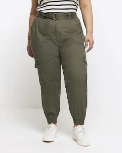 River Island Plus belted utility cargo trousers Khaki Best