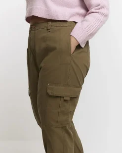 River Island Plus zip cuffed cargo trousers Khaki Discount