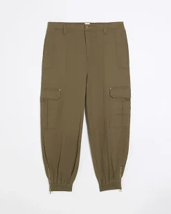 River Island Plus zip cuffed cargo trousers Khaki Discount