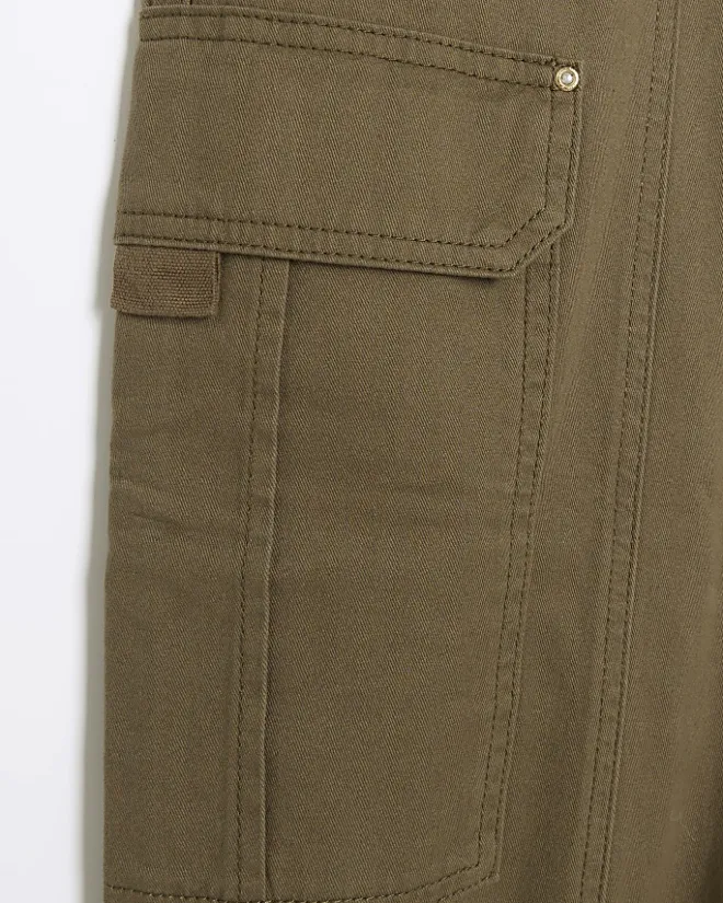 River Island Plus zip cuffed cargo trousers Khaki Discount