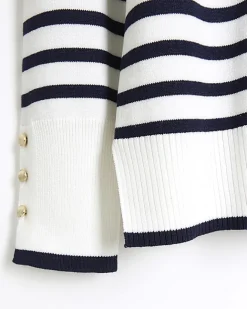 River Island Plus navy stripe knit top Blue New