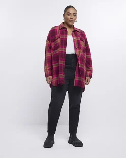 River Island Plus check oversized shirt Pink Discount