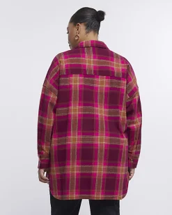 River Island Plus check oversized shirt Pink Discount